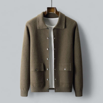 Cardigan homme en cachemire, coupe moderne, noir