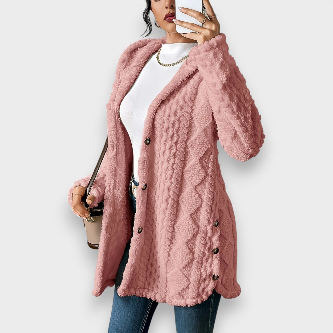 Cardigan à capuche en peluche douce pour femme