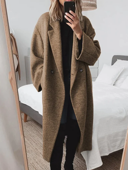 Manteau long pour femme Double boutonnage Coupe ample