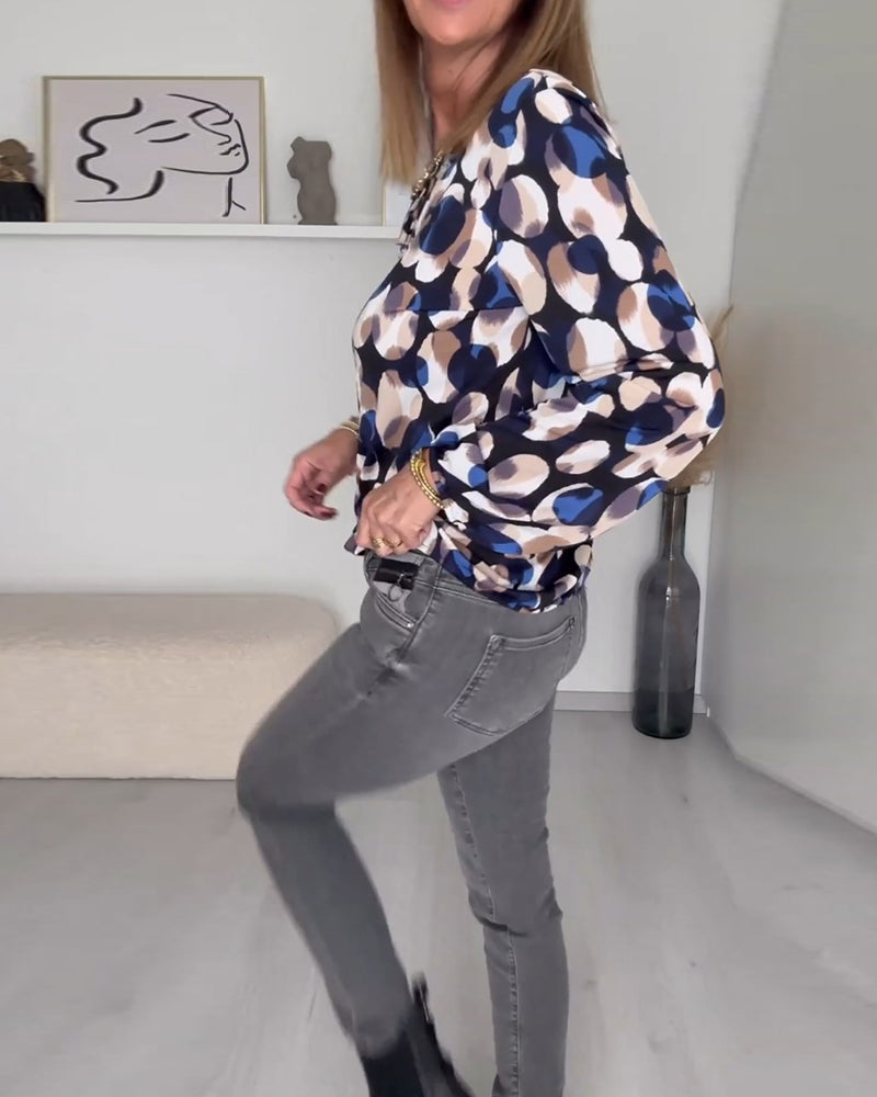 Elegante Bluse mit Trägern Damen Oberteil Bedruckt - IdealeKleiden