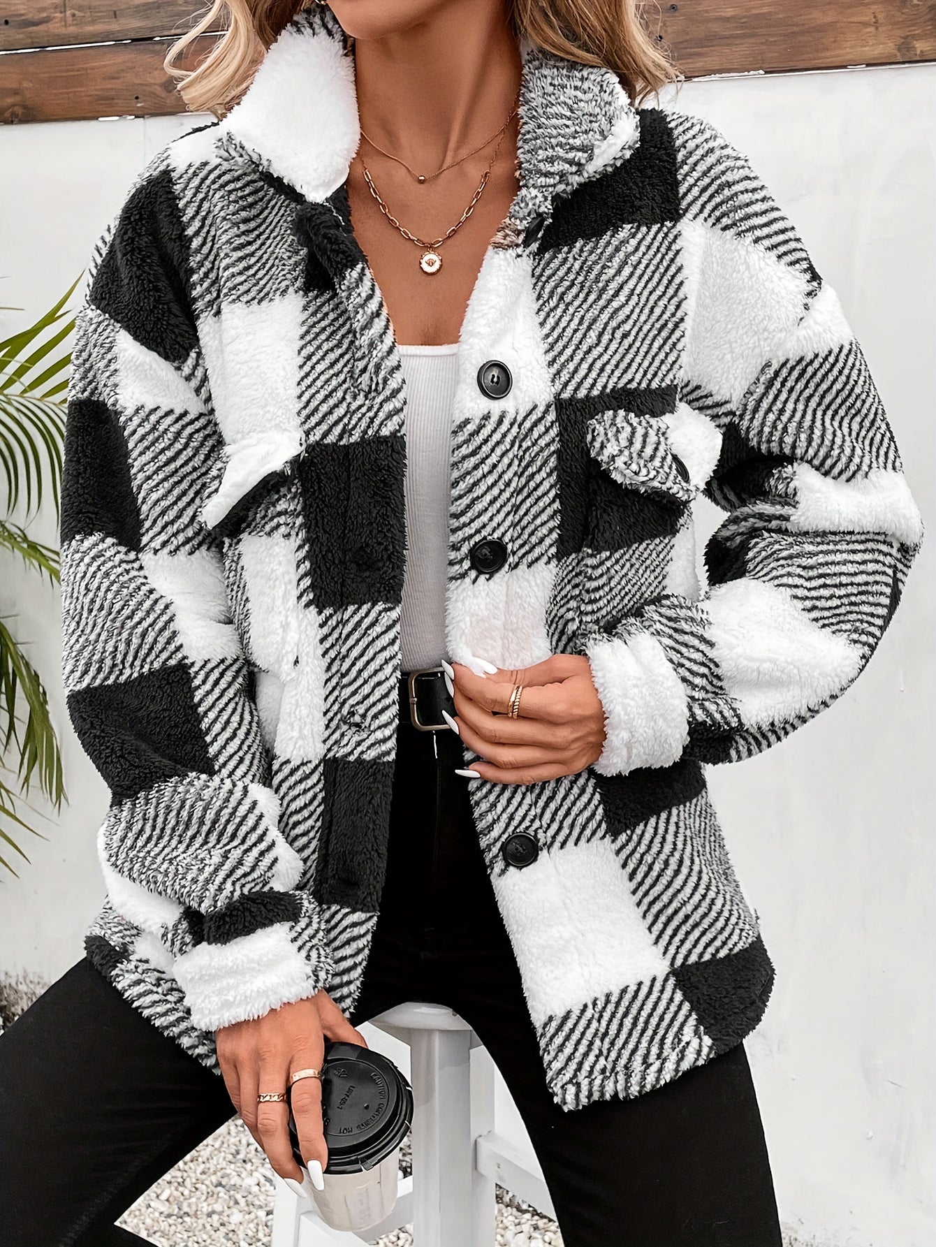 Chemise en flanelle à carreaux chaude et douce