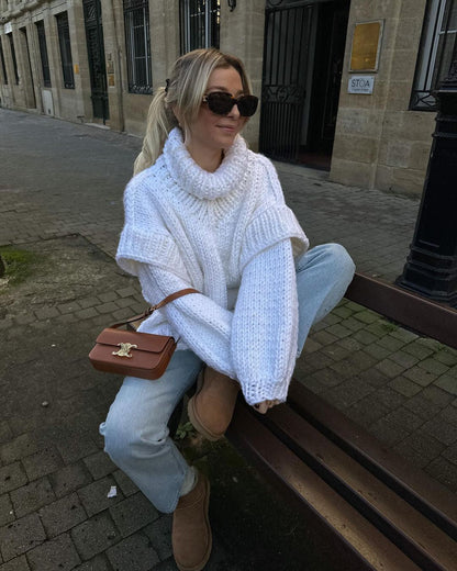 Pulls amples en maille col roulé oversize pour femme