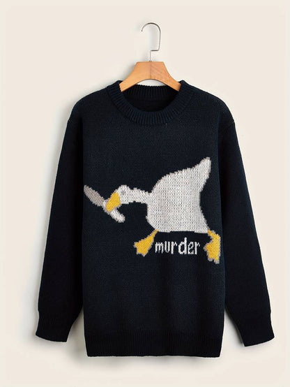 Pull en molleton humoristique motif canard pour homme