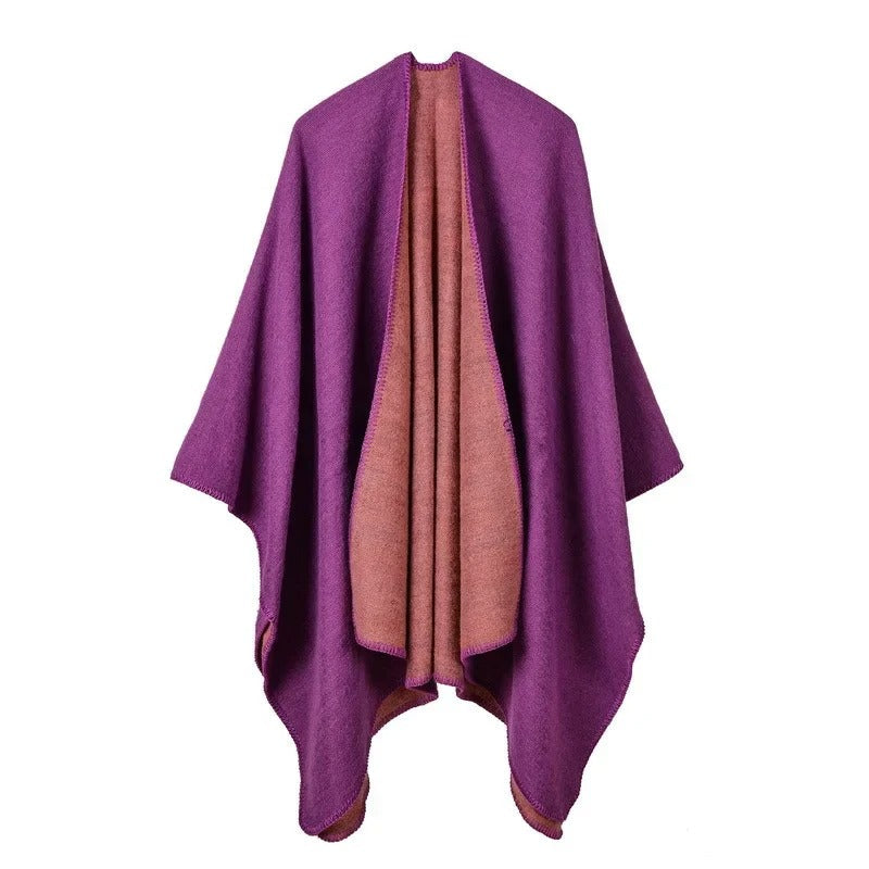 Poncho doux femme élégant surdimensionné