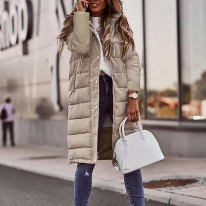 Manteau d'hiver matelassé pour femme avec capuche et chaud