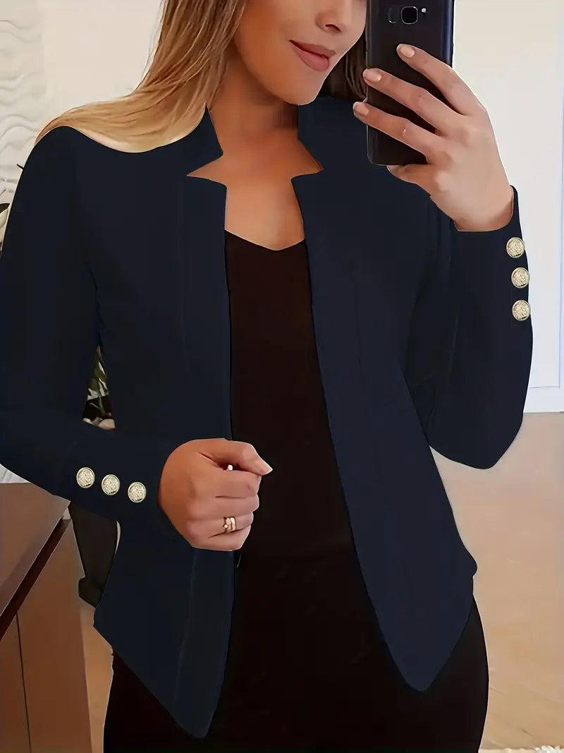 Blazer long à manches longues pour femmes, style ouvert, printemps