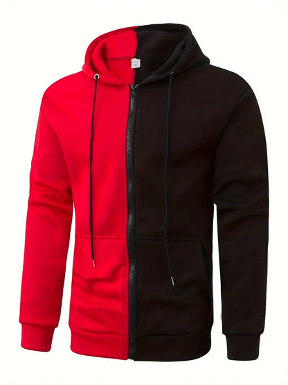 Sweat-shirt à capuche bicolore et zippé moderne