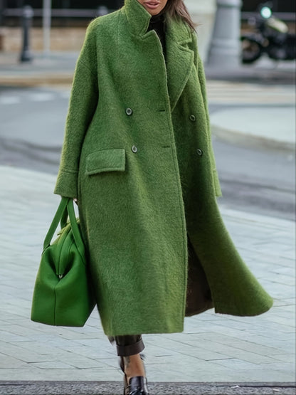 Manteau mi-long élégant pour femme avec col à revers