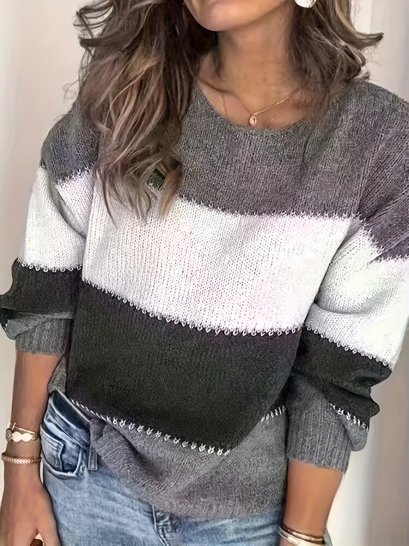 Pull color block tendance pour femme