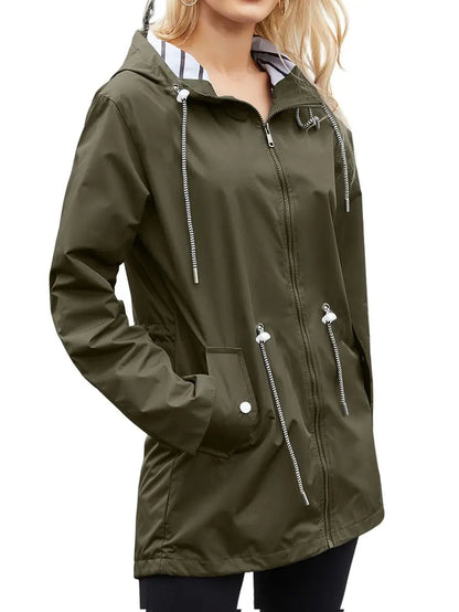 Robe d'automne chaude | Sweat à capuche imperméable pour femme jusqu'aux genoux