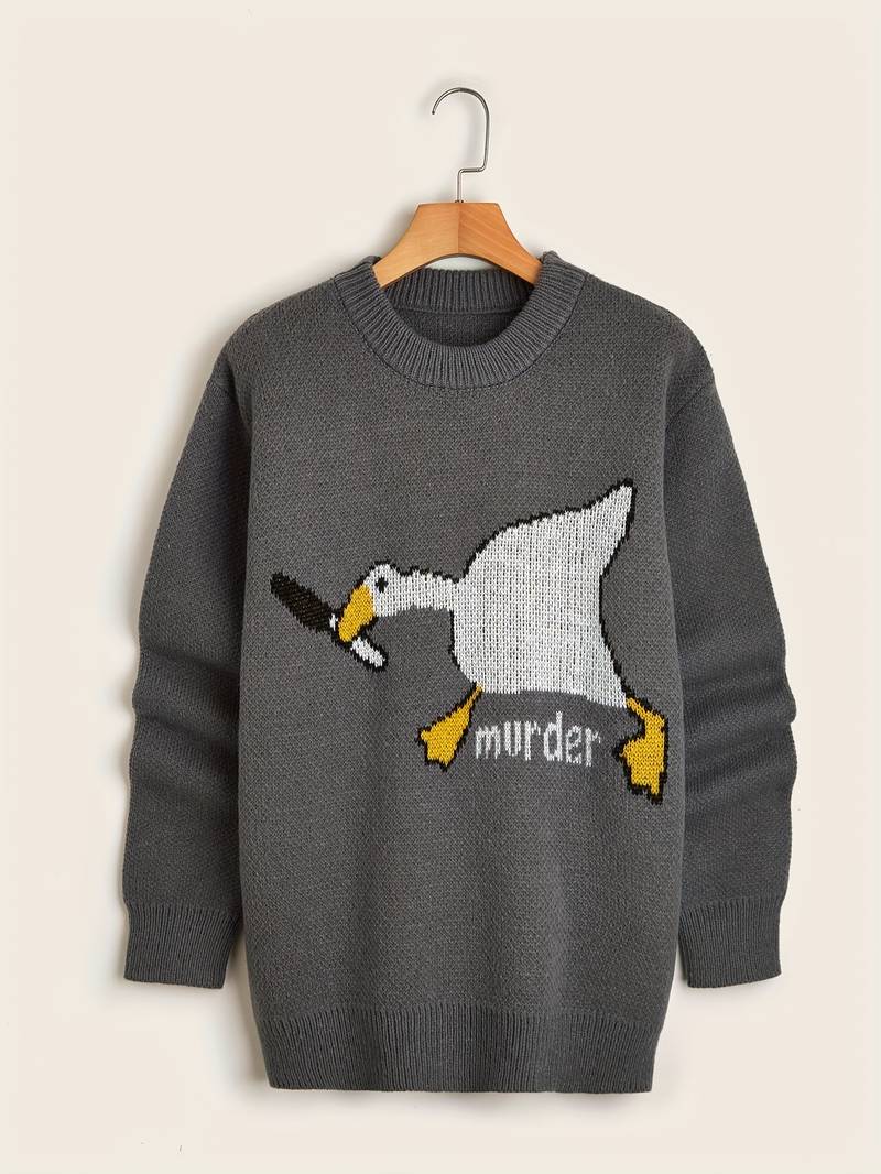 Pull en molleton humoristique motif canard pour homme