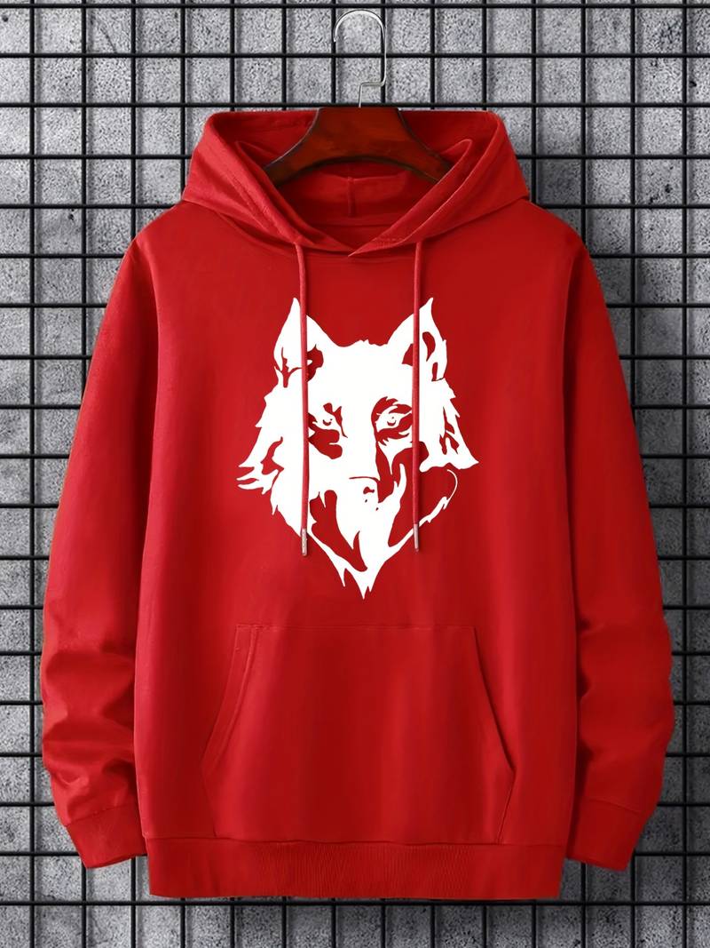 Sweat à capuche pour hommes motif Loup tendance