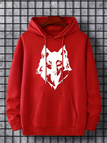 Sweat à capuche pour hommes motif Loup tendance