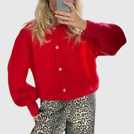 Cardigan col rond en cachemire pour femme avec boutons