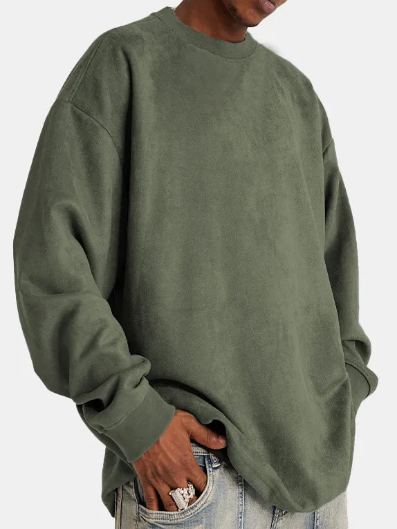 Pull Homme Suédé Classique Élégant