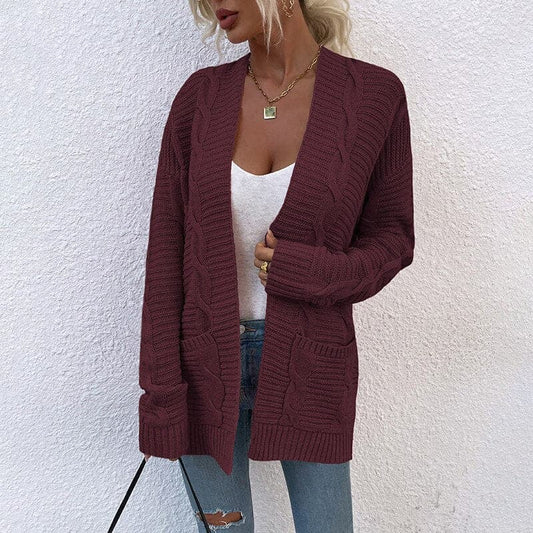 Kuschelige Cardigan Damen Strickjacke mit Taschen - IdealeKleiden