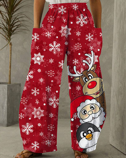 Pantalon de Noël Pantalon décontracté avec imprimé festif