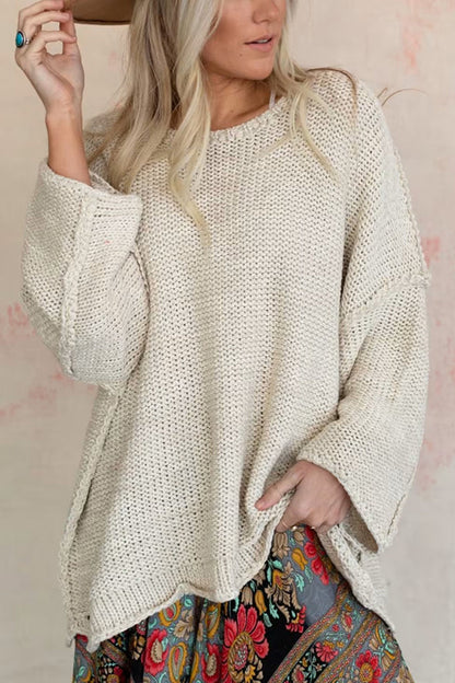Bequemer Strickpullover Rundhals Damen - IdealeKleiden