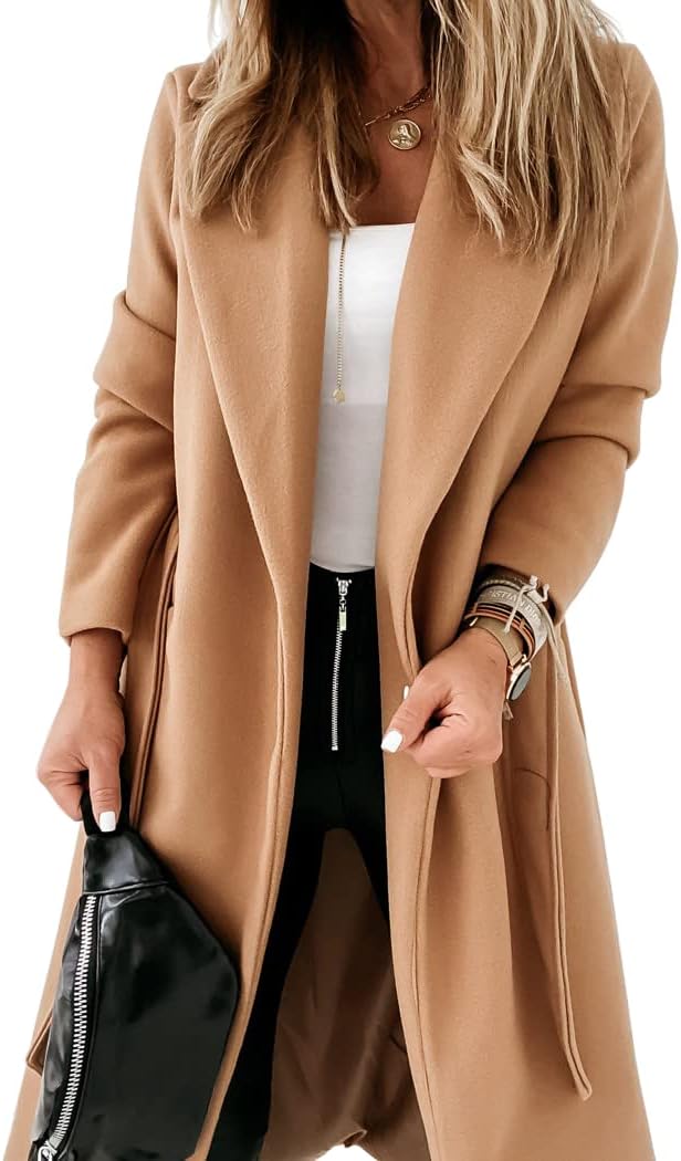 Manteau Femme Élégant Col Revers Ouvert