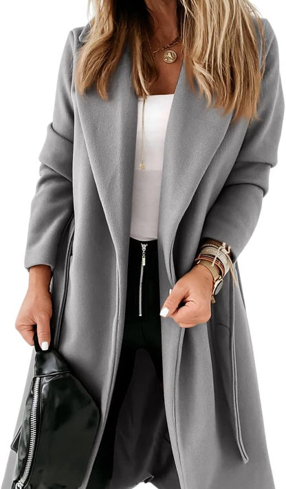 Manteau Femme Élégant Col Revers Ouvert