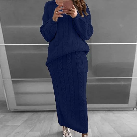 Ensemble tricoté Robe Pull Jupe Hiver Chaud