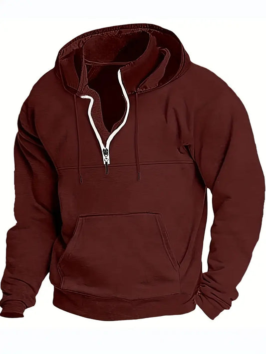 Lässiger Herren Pullover Mit Viertelreißverschluss - IdealeKleiden
