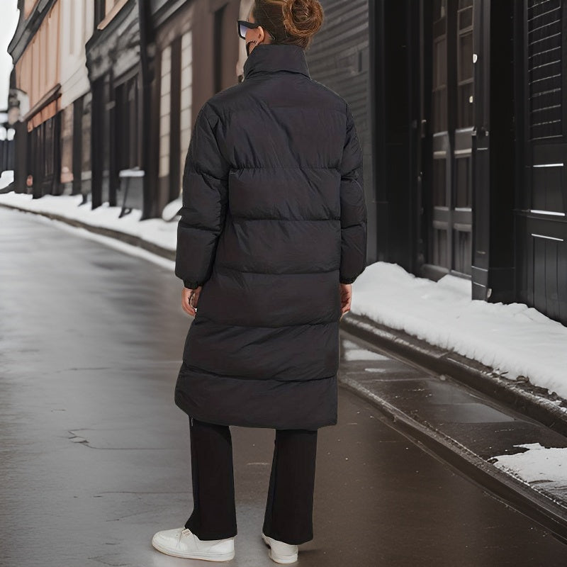Schwarze Daunenjacke Knielang Warm - IdealeKleiden