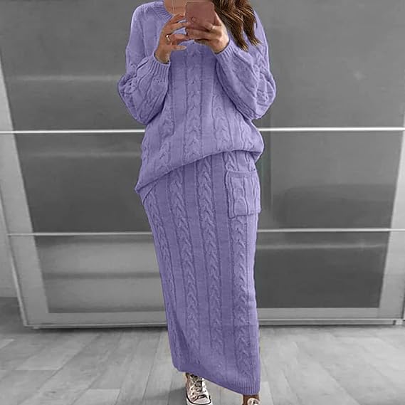 Ensemble tricoté Robe Pull Jupe Hiver Chaud