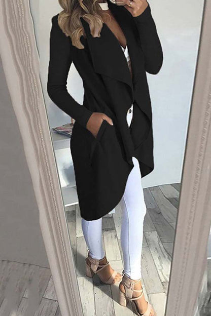 Slim Fit Windbreaker Jacke Einfarbig Lange - IdealeKleiden