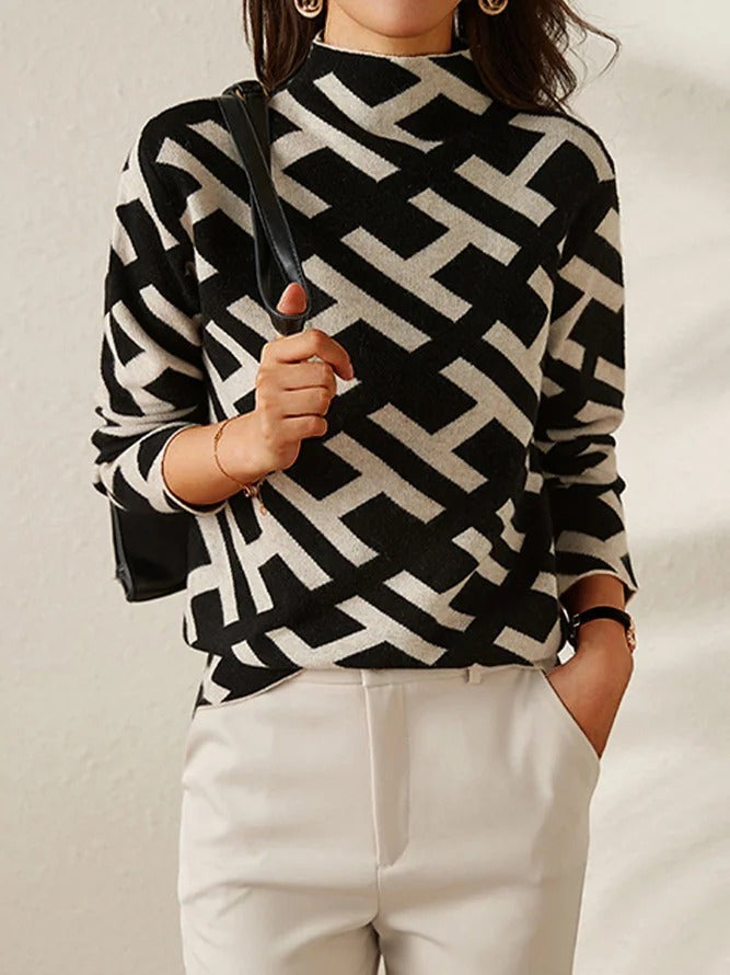 Stylischer Pullover Geometrisches Muster - IdealeKleiden