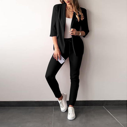 Eleganter 2-teiliger Damenanzug Blazer und Hose - IdealeKleiden