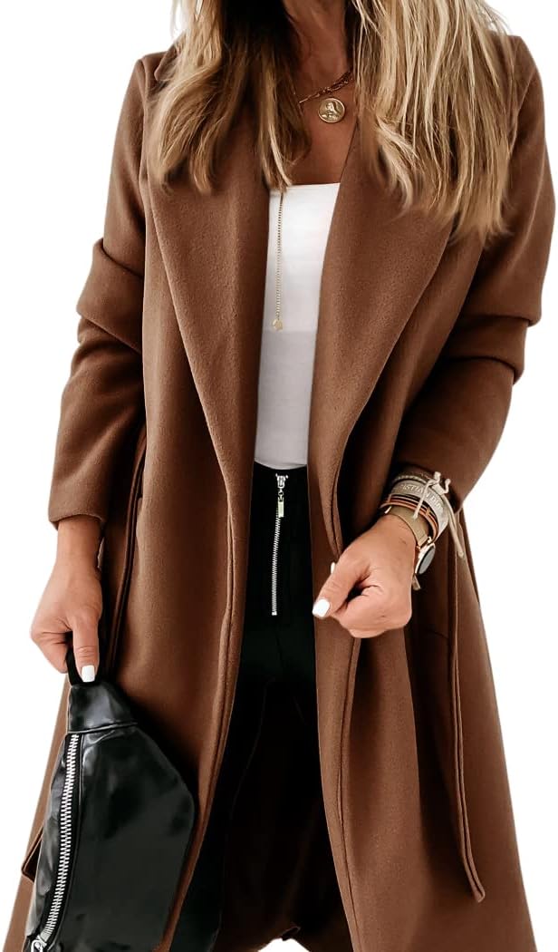Manteau Femme Élégant Col Revers Ouvert