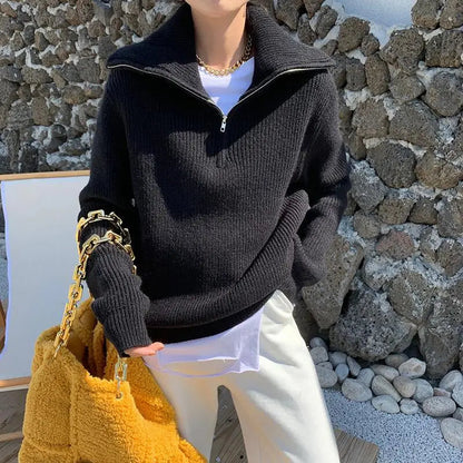 Gilet en maille chaud pour l'automne avec fermeture éclair
