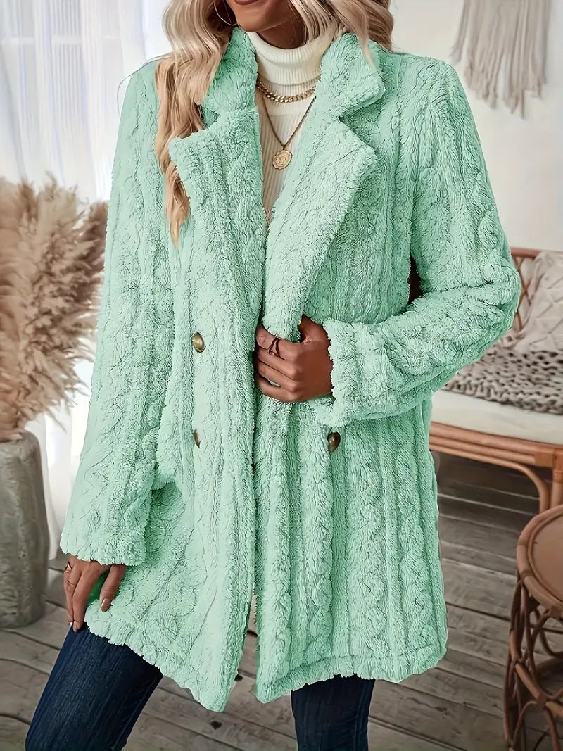 Manteau doux et chaud à manches longues uni
