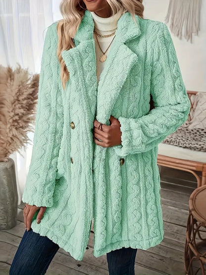 Manteau doux et chaud à manches longues uni