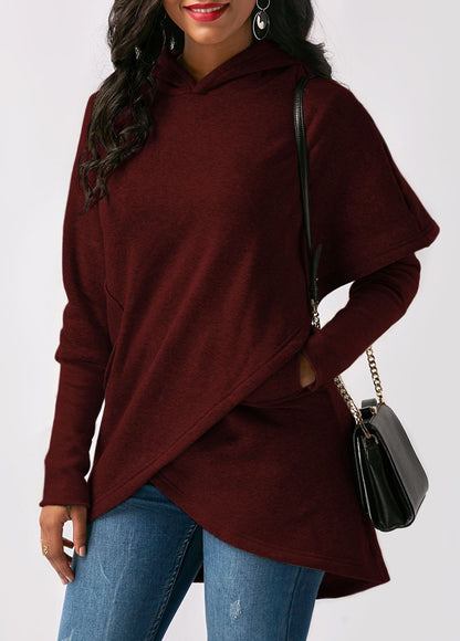 Sweat à capuche femme tendance automne asymétrique stylé