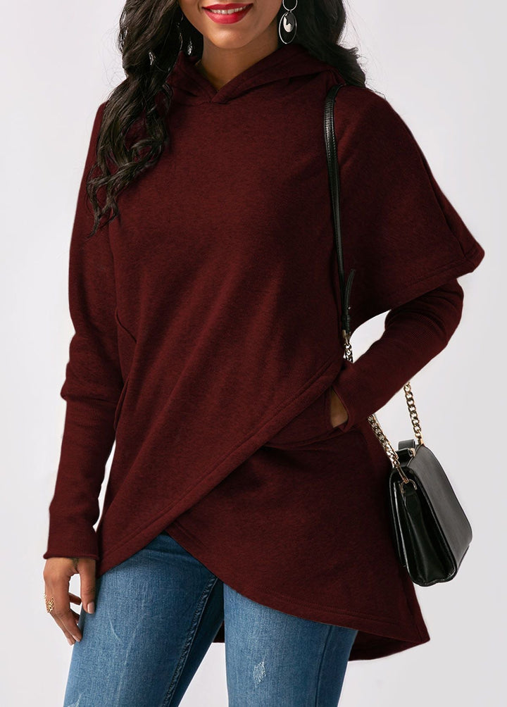 Sweat à capuche femme tendance automne asymétrique stylé