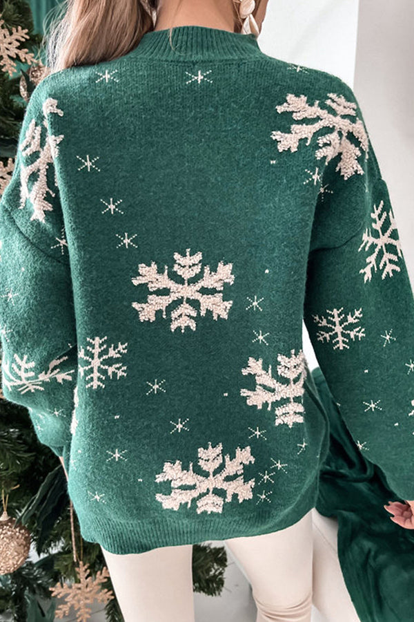 Weihnachtspullover Rollkragen Festlich Strick - IdealeKleiden