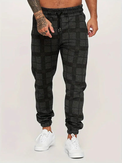 Pantalon de jogging décontracté à carreaux pour homme style rétro