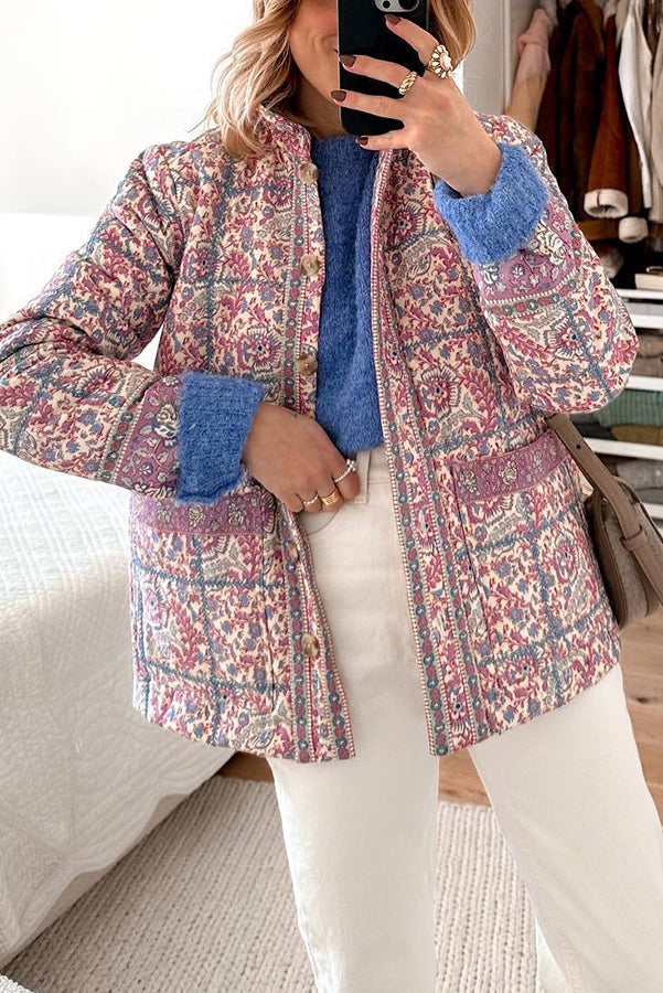 Sommerjacke Blumenmuster Leicht Baumwolle - IdealeKleiden