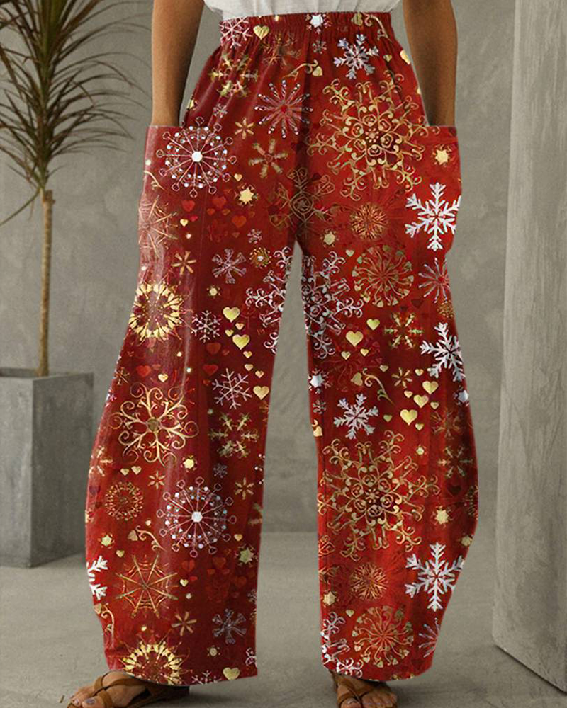 Pantalon de Noël Pantalon décontracté avec imprimé festif
