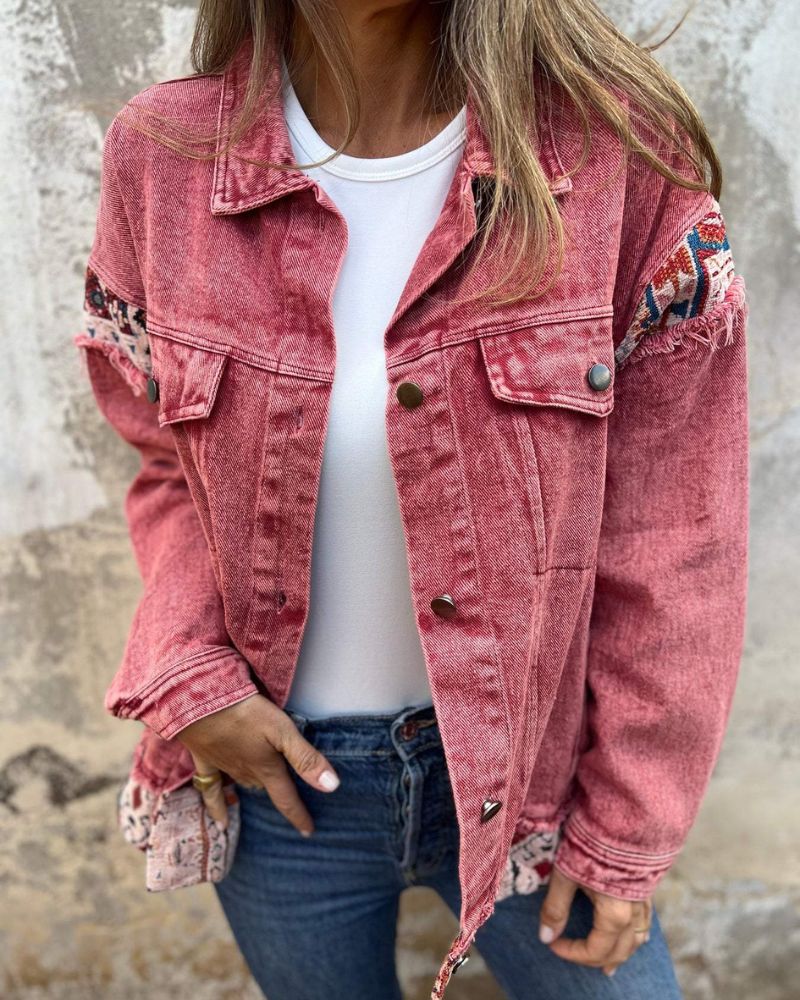 Veste en jean tendance style patchwork
