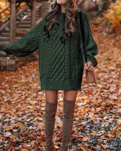 Robe de soirée élégante en maille torsadée à manches longues