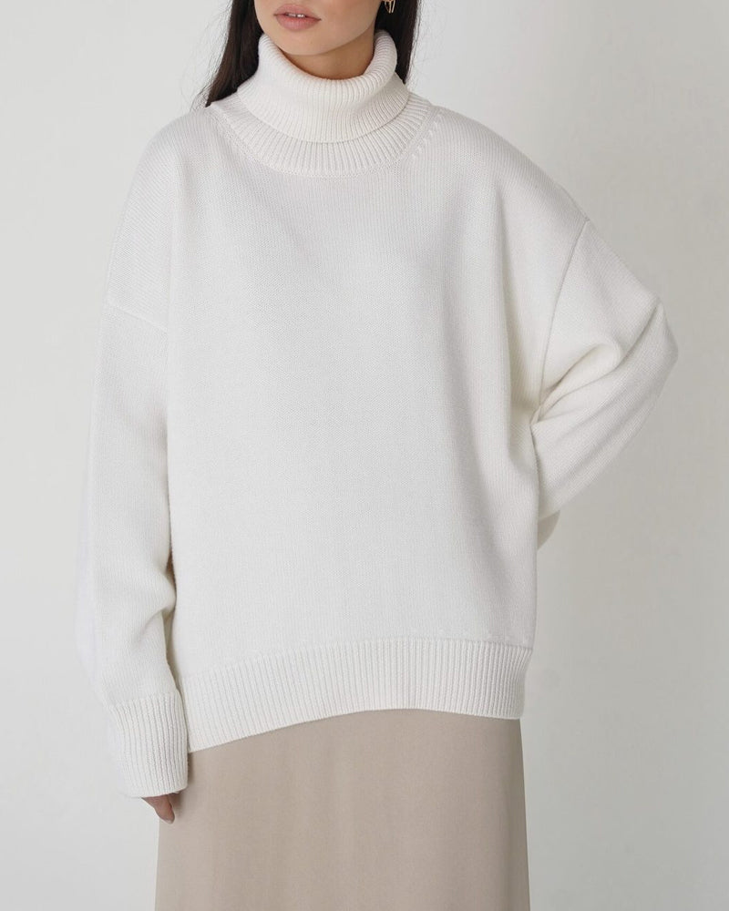 Weite Damenpullover Baumwolle Elegantes Design - IdealeKleiden