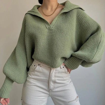 Pull en maille douillet Manches à bretelles Col ouvert