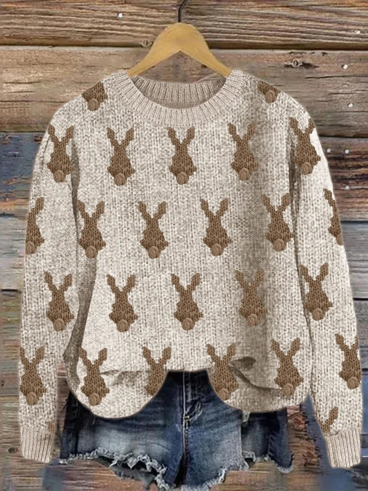 Kuschelpullover Hasenmuster Weich - IdealeKleiden