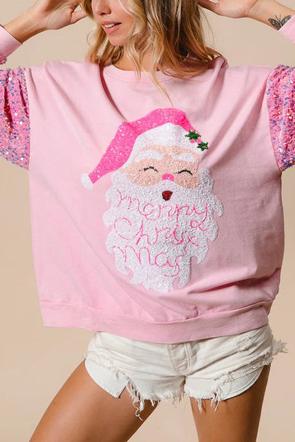 Sweat-shirt de Noël décontracté, à paillettes, col rond
