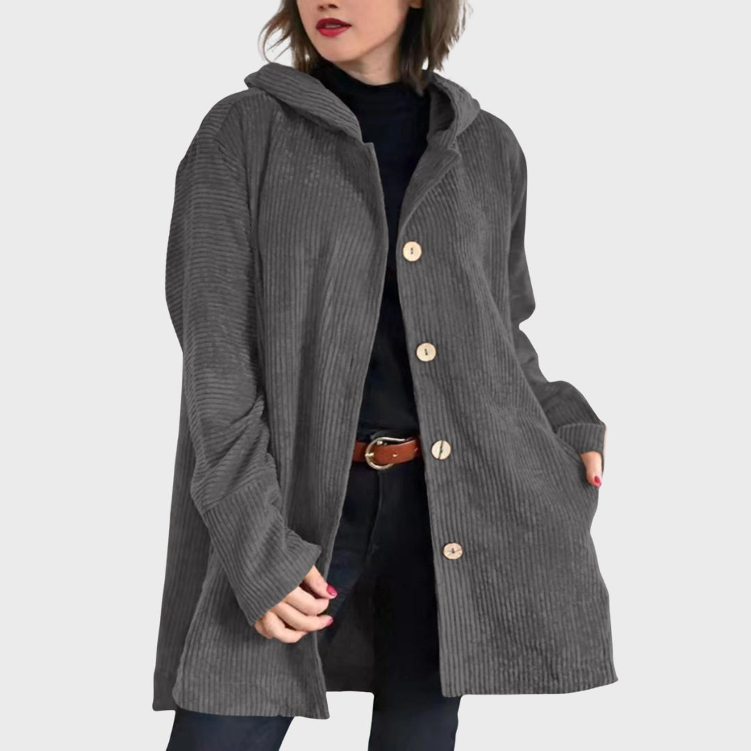 Veste en velours côtelé femme capuche confortable
