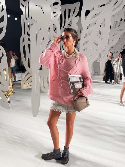 Cardigan élégant oversize avec broderie