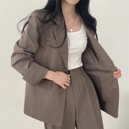 Ensemble tailleur-pantalon femme, blazer long élégant et moderne